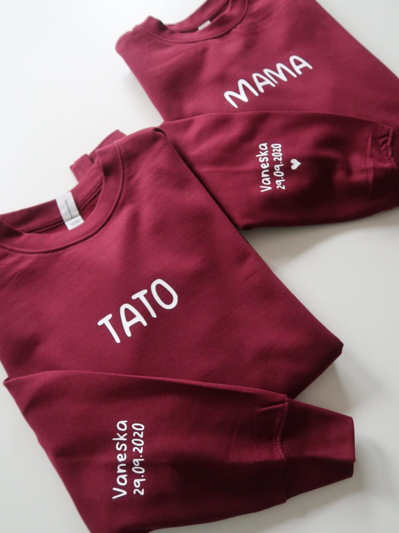 Basic mikina TATO s menom dieťaťa na rukáve