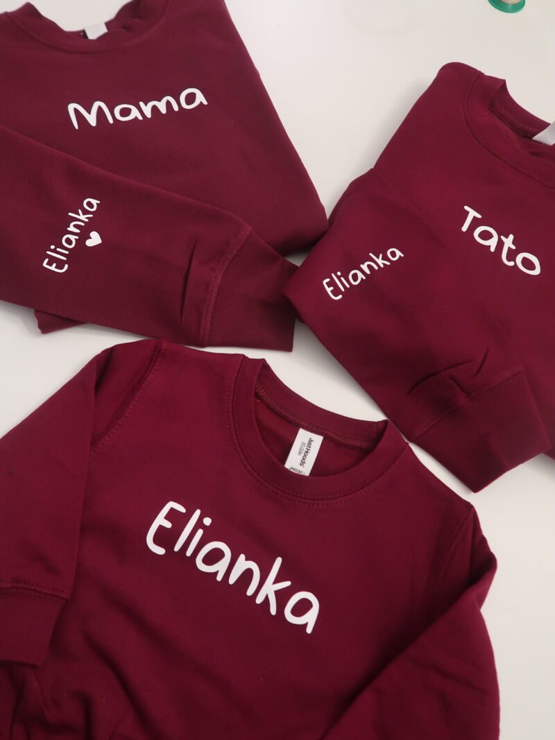 Set basic mikín MAMA & TATO & DIEŤA s menami na rukáve
