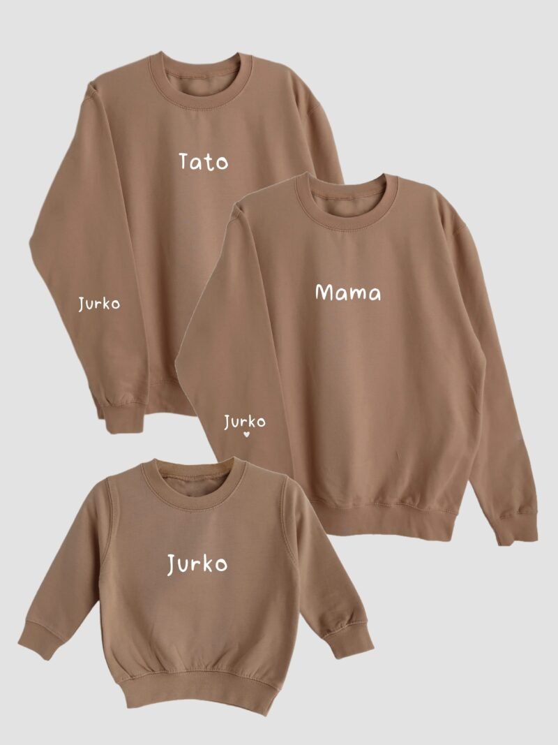 Set basic mikín MAMA & TATO & DIEŤA s menami na rukáve